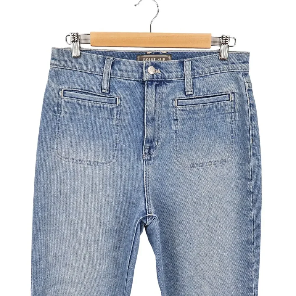 J. Crew Point Sur Kickout Crop Jean Light River Wash Front Patch Pockets Size 28